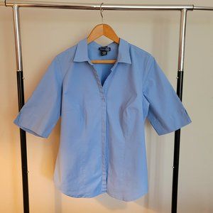 Lane Bryant Stretch Periwinkle Blue Short Sleeve Button Down Blouse
